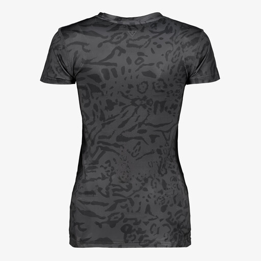 Dames sport T-shirt met panterprint zwart