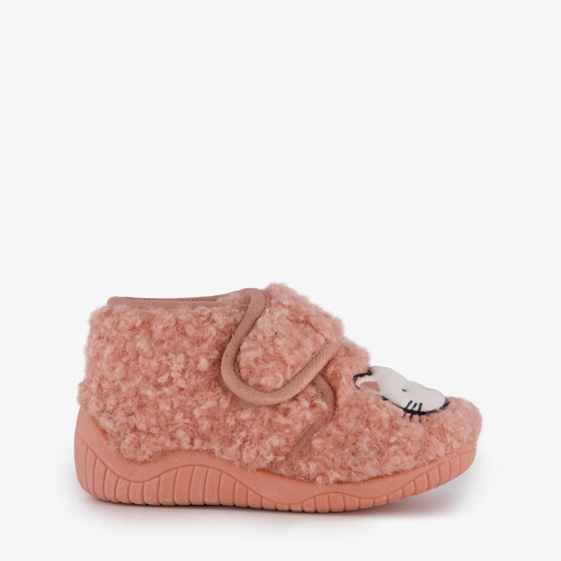 Meisjes teddy pantoffels met kat roze