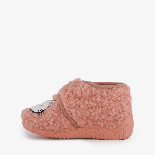 Meisjes teddy pantoffels met kat roze