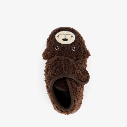 Kinder teddy pantoffels met beer bruin