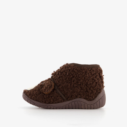 Kinder teddy pantoffels met beer bruin