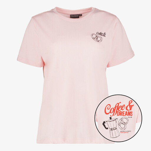 Dames T-shirt met backprint roze