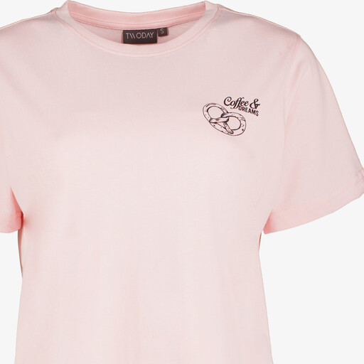 Dames T-shirt met backprint roze