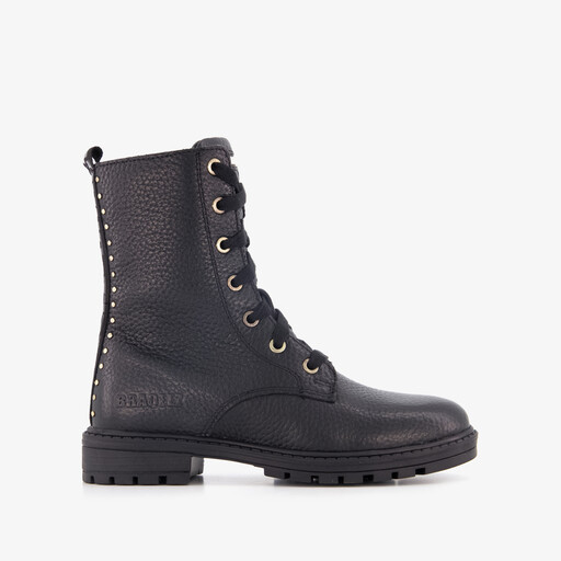 Leren meisjes veterboots zwart