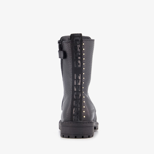 Leren meisjes veterboots zwart