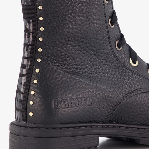 Leren meisjes veterboots zwart