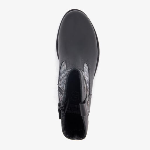 Leren meisjes western boots zwart zilver