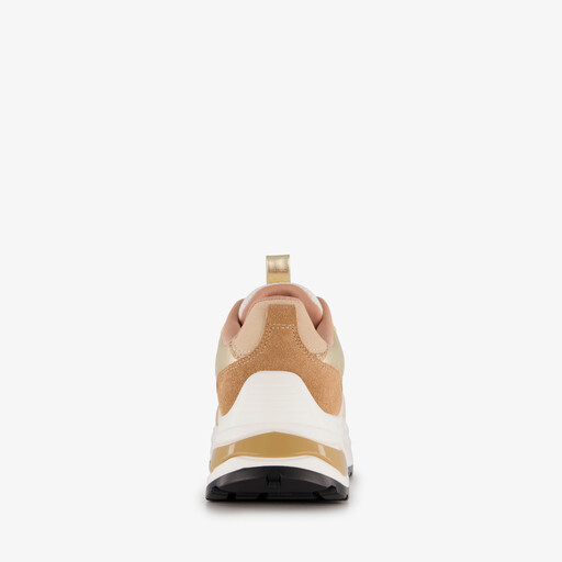 Leren dames sneakers beige goud