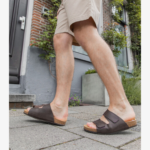 Heren bio slippers bruin