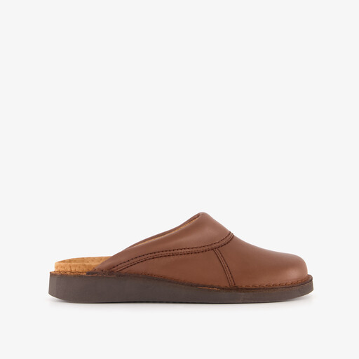 Leren dames pantoffels bruin