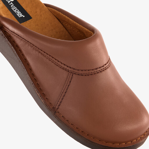 Leren dames pantoffels bruin