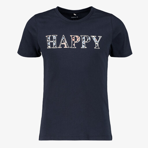 Name It Vinaya meisjes T-shirt Happy zwart