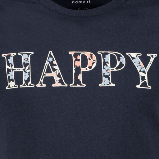 Name It Vinaya meisjes T-shirt Happy zwart