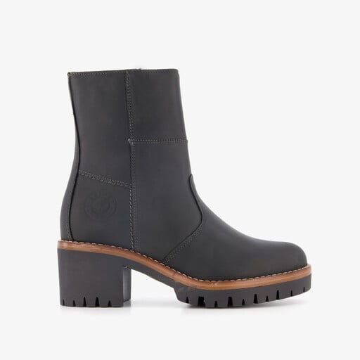 Leren dames boots met hak zwart
