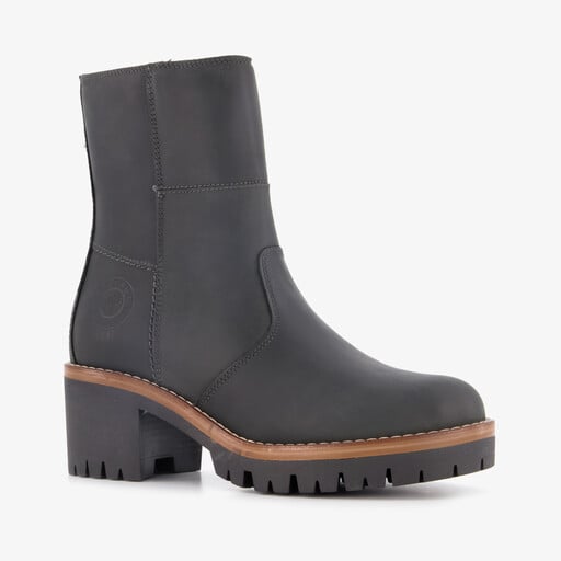 Leren dames boots met hak zwart