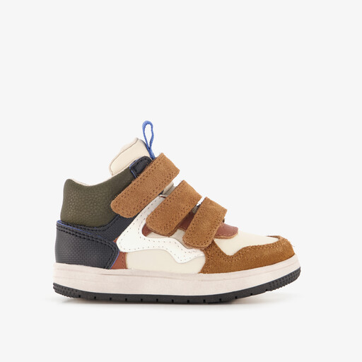 Hoge leren jongens sneakers cognac