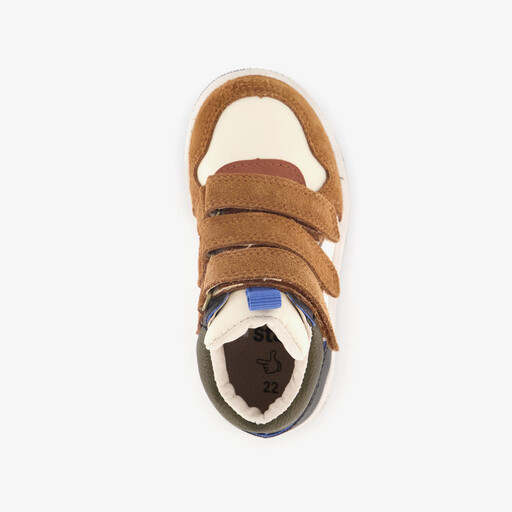 Hoge leren jongens sneakers cognac