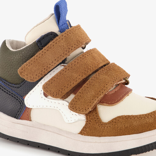 Hoge leren jongens sneakers cognac