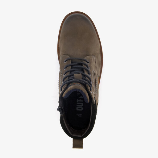 Leren heren veterboots grijsbruin