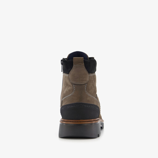 Leren heren veterboots grijsbruin
