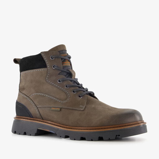 Leren heren veterboots grijsbruin