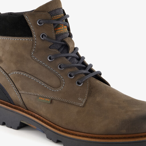 Leren heren veterboots grijsbruin