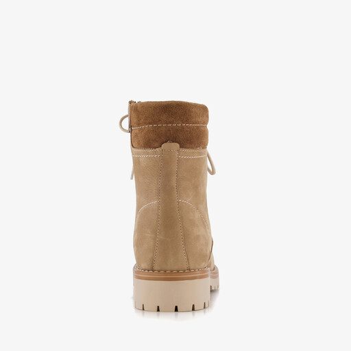 Leren dames veterboots beige
