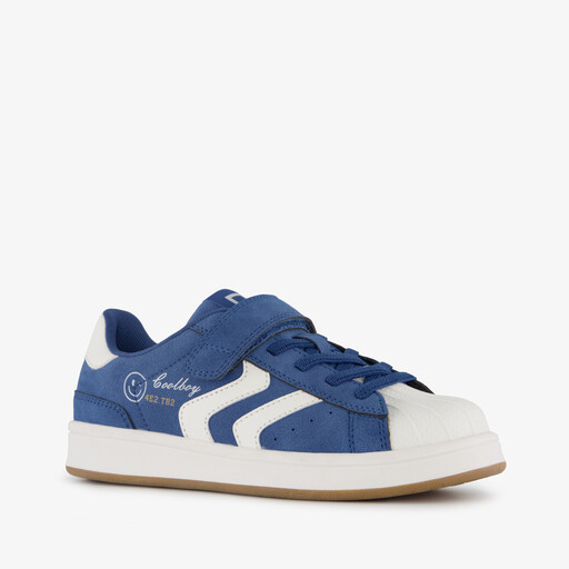 Jongens sneakers met smileys blauw wit