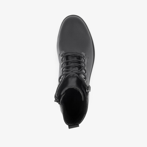 Leren dames veterboots zwart