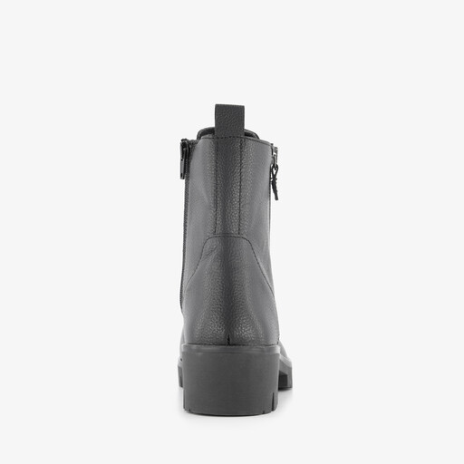 Leren dames veterboots zwart