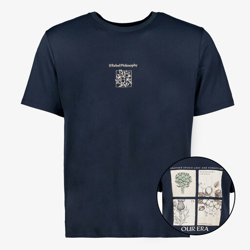 Heren T-shirt met backprint blauw