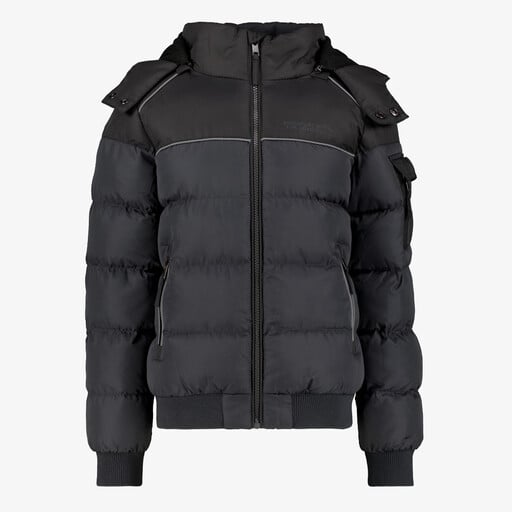 Gewatteerde jongens winterjas zwart