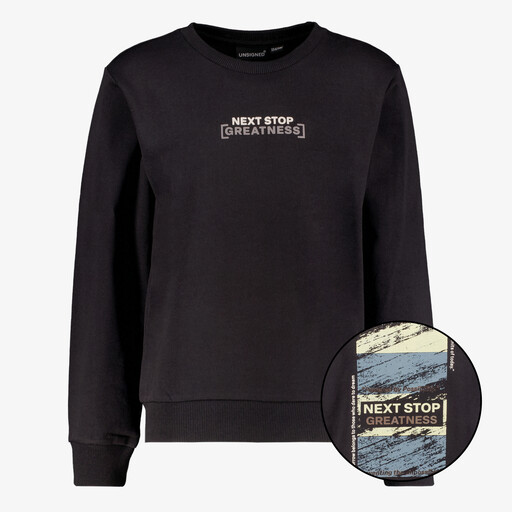 Unsigend jongens sweater met backprint zwart