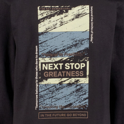 Unsigend jongens sweater met backprint zwart