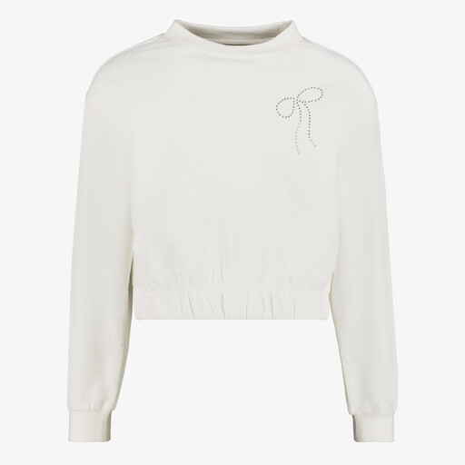 Meisjes sweater met strikje wit