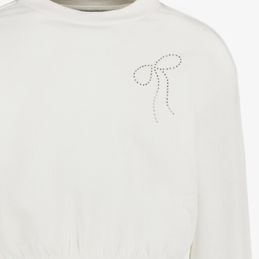 Meisjes sweater met strikje wit