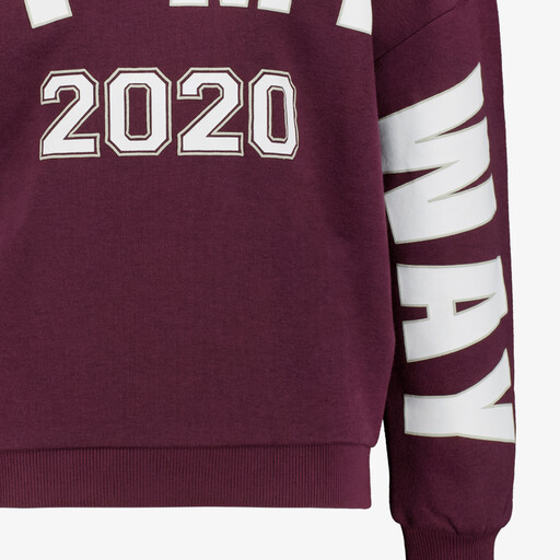 Meisjes sweater met tekst bordeauxrood