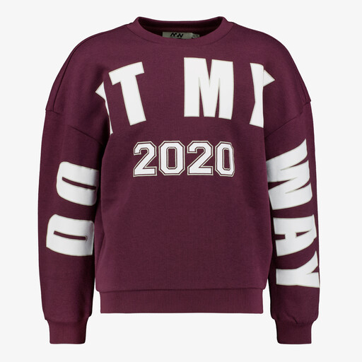 Meisjes sweater met tekst bordeauxrood