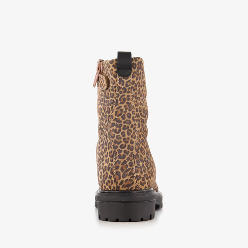 Suède meisjes veterboots met luipaardprint