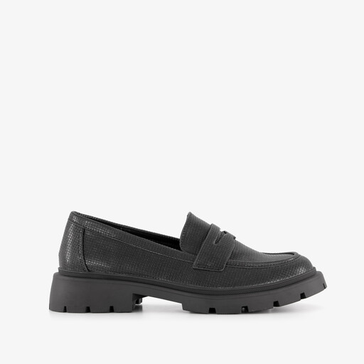 Dames loafers met slangenprint zwart