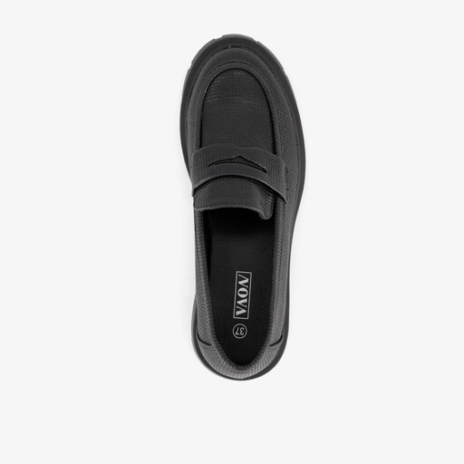 Dames loafers met slangenprint zwart