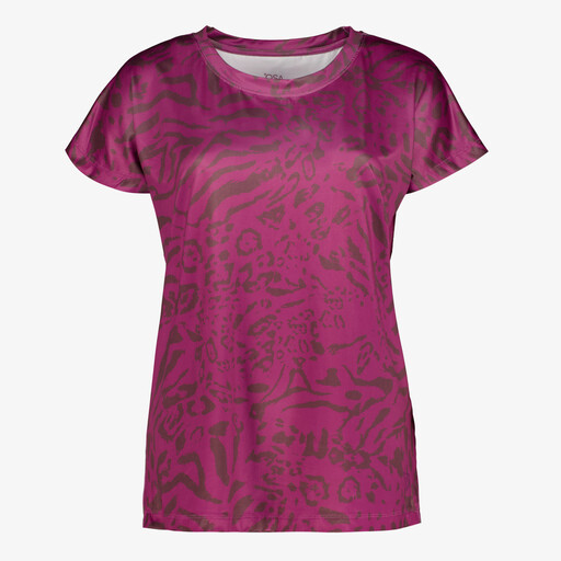 Dames sport T-shirt met panterprint paars