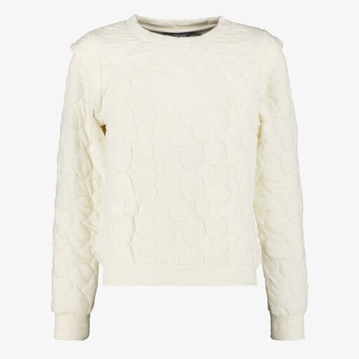 Meisjes sweater met bloemenpatroon beige