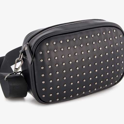 Dames schoudertas met studs zwart