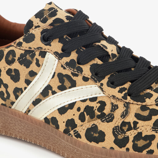 Bruine dames sneakers met luipaardprint