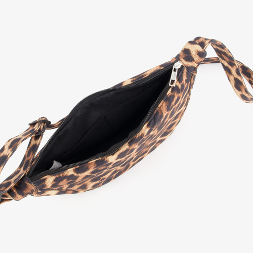 Dames schoudertas met panterprint bruin