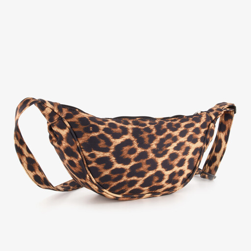 Dames schoudertas met panterprint bruin