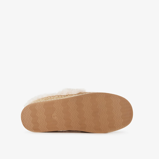 Gevoerde dames instap pantoffels beige
