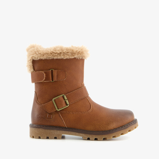 Gevoerde meisjes biker boots cognac bruin