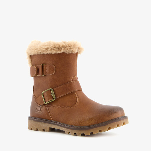 Gevoerde meisjes biker boots cognac bruin